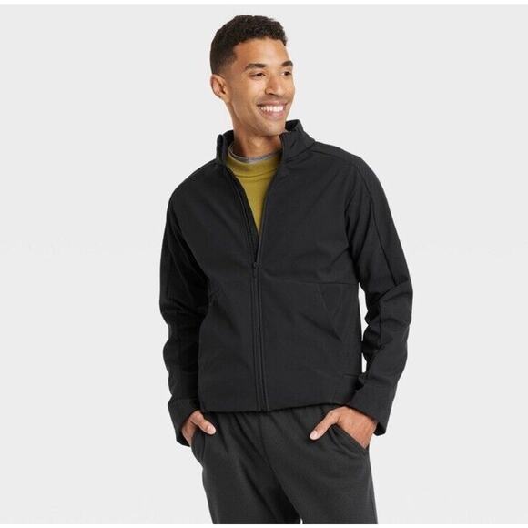 $48 All In Motion Men's Zip-Up Winter Wind-Resistant Softshell Jacket Black Smal - Picture 8 of 10